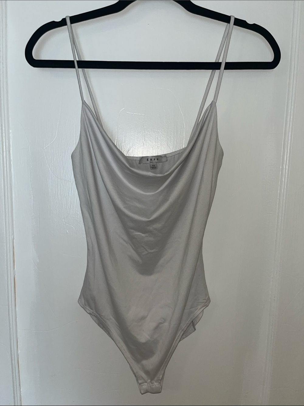 gaze Light Gray Cowl Neck Spaghetti Strap Bodysuit